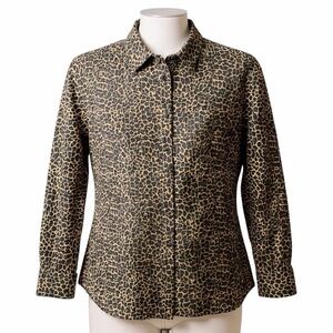 J. Crew Leopard Print Button Up Long Sleeve Top Size Small